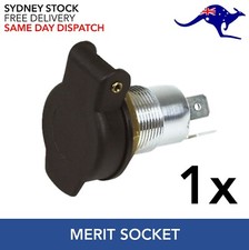 Panel Mount Merit Socket (Hella) with Dust Cap 12V Caravan, Fridge, Bike Car