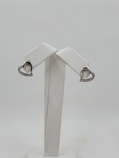 Open Heart Cubic Zirconia Stud Earrings, Sterling Silver