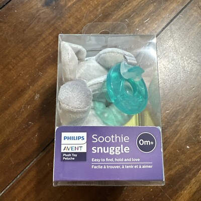 PHILIPS AVENT Gray Elephant Soothie Snuggle Paci Pacifier Holder Plush 0-3  NIB