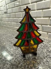 Vintage Stained Glass Christmas Tree Votive Holder