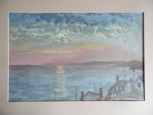 Sunset over Porthleven Bay, Cornwall. Michael Cadman ARCA Watercolour Landscape - Picture 5 of 6