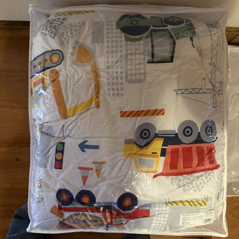 Juego de cama para niños de construcción edredón tamaño doble con dos fundas de almohada estándar Foto 2 de 4