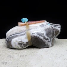 Zuni Fetish-Authentic Native American Animal Carving-Onyx FROG-Daphne Quam