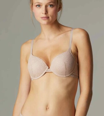 Soutien-gorge 90C (75C eu) Coque dentelle SIMONE-PÉRÈLE Comète Sable rose