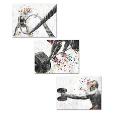 KREATIVE ARTS 3 Pieces Fitness Gym Canvas Wall Art - 12"x16" Framed Workout P...