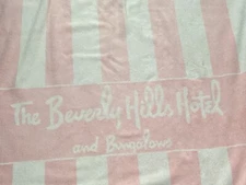 Vtg “The Beverly Hills Hotel & Bungalow” Pink & White Stripe Pool Towel