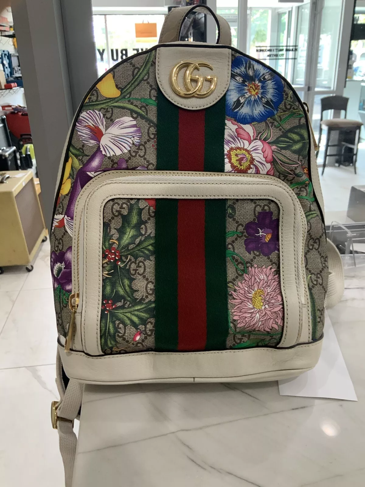 Petit sac à dos Gucci Ophidia GG Supreme Flora état 9,6 garanti authentique