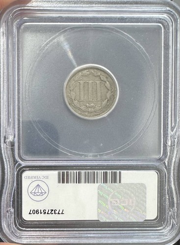 1865 Three Cents Nickel ICG VG10 IDC Verified - Picture 2 of 2