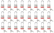 Set Of 24 40mm Keyed Alike Laminated Steel Long Shackle Padlock 1 3/4" x 2 3/4" 