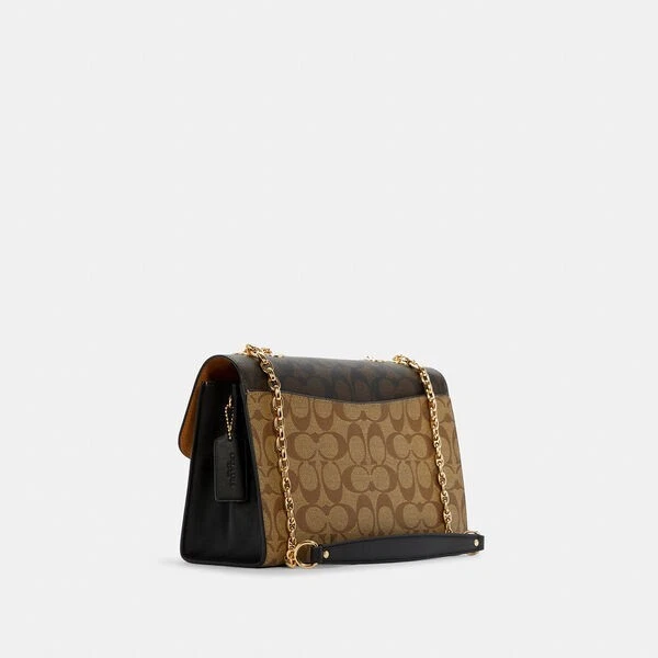 Coach Lane Shoulder Bag In Blocked Signature Canvas, IM/KHAKI 