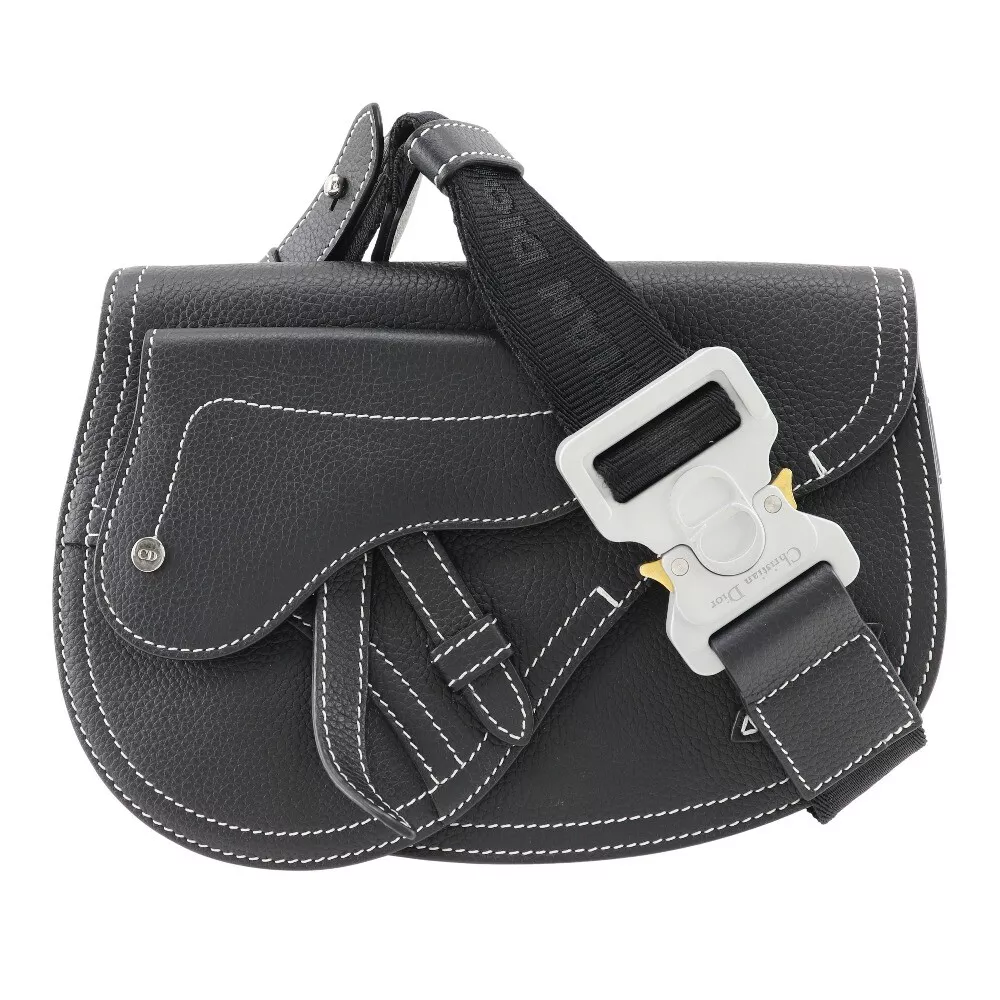 Sacoche corps selle Dior noir veau homme
