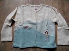 GYMBOREE joli cardigan motif hiver bleu clair blanc taille 4/104 NEUF ST817