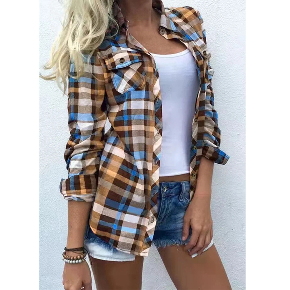 Shorts and plaid shirt sale