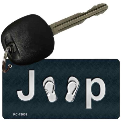 J**P Flipflop Novelty Metal Aluminum Key Chain License Plate Tag Art Keychain