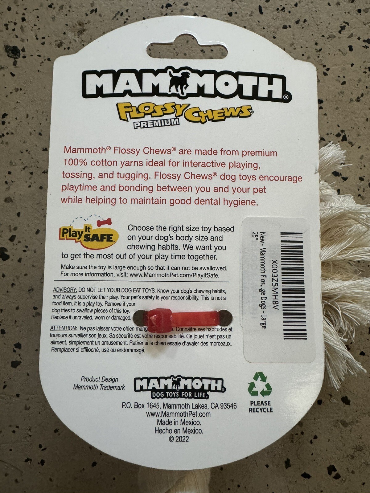 Mammoth Flossy Chews - 100 Per Cent Natural Cotton Rope Dog Large 25", White