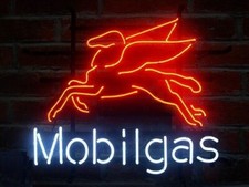 Mobilgas Pegasus Flying Horse Mobil Gas 17"x14" Neon Sign Lamp Light Bar Club EM