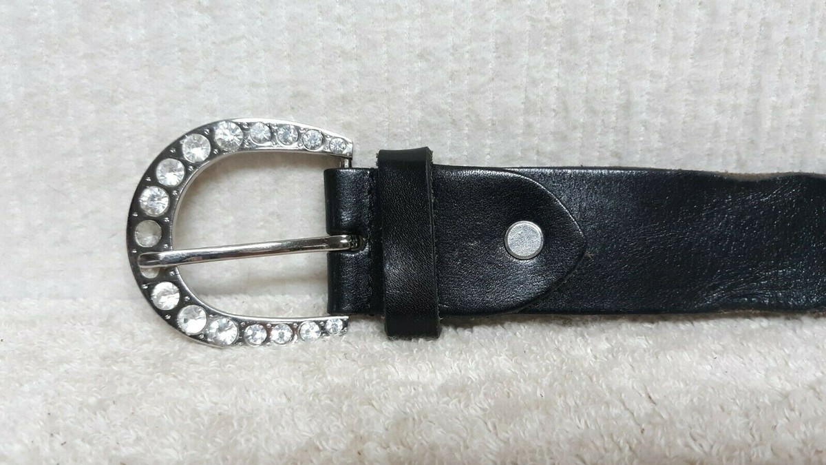 Women's FASHION Belt - BLACK Leather - RHINE STONES Women's FASHION Belt - BLACK Leather - RHINE STONES