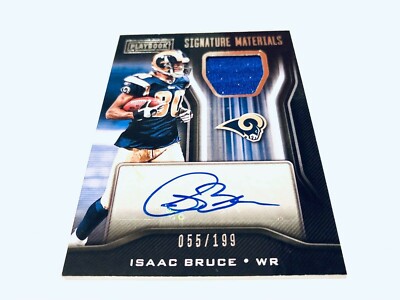Isaac Bruce 2018 Panini Playbook Signature Materials Pl.W.Jersey Autograph #/199