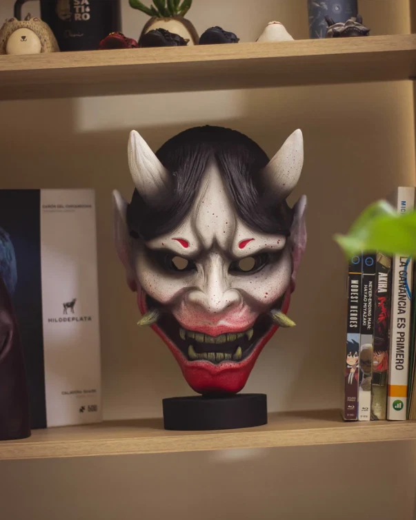 Hannya Crimson Fury Oni Mask | Japanese Demon Mask| Handcrafted Resin with Blood - Image 4 of 4