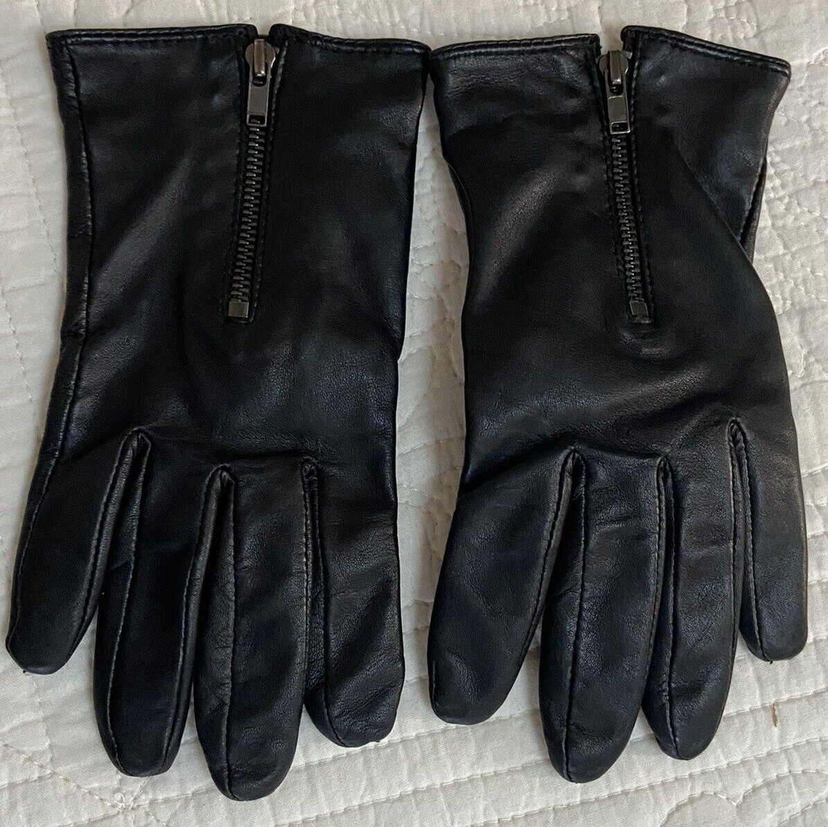 Guantes grandes con cremallera de cuero suave UGG vintage RN 17541 marrón oscuro para mujer’s