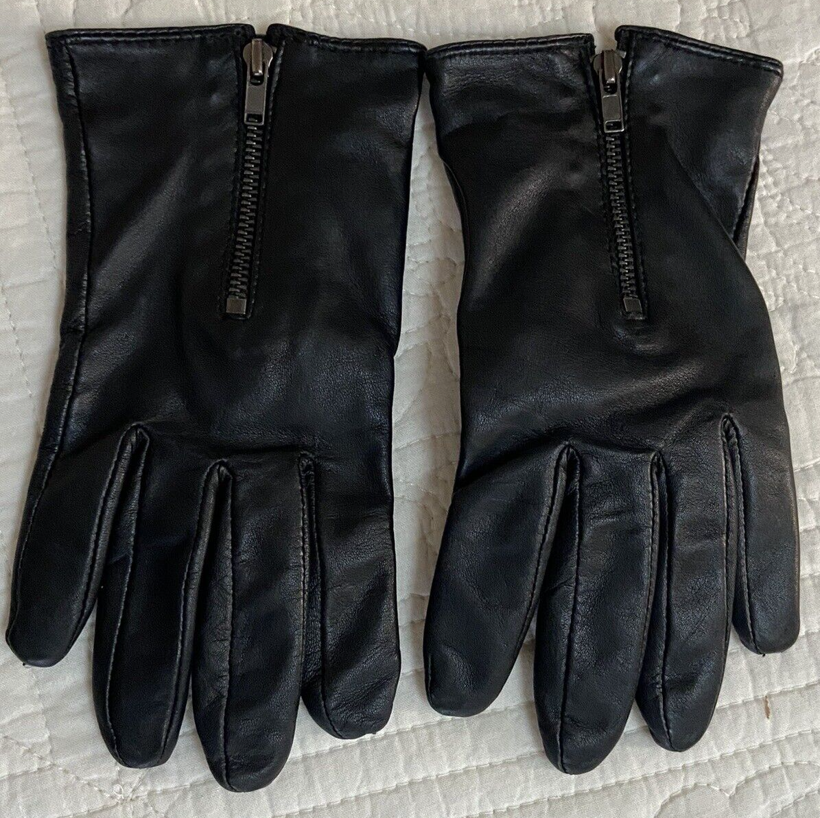 Vintage UGG Soft Leather Zip Gloves Large RN 17541 Dark Brown