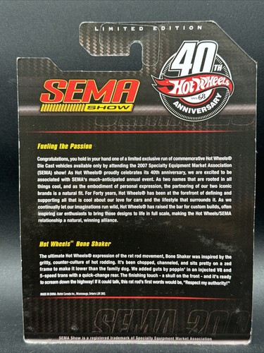 2007 VHTF Hot Wheels BLUE BONE SHAKER SEMA Fueling The Passion 1:50 Scale RRs - Picture 3 of 3