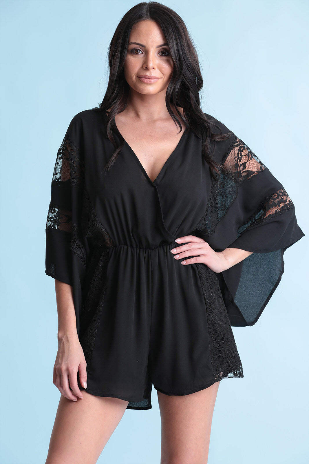 Women Romper with Lace-image