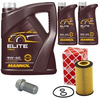 MotoröL Set Mannol 5W40 7 Liter + ÖLfilter + Schraube FüR Mercedes C-Klasse Gla