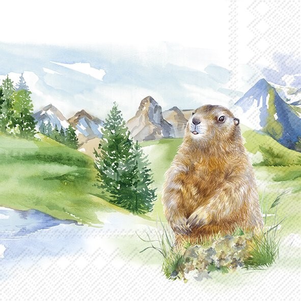 4 x COCKTAIL Paper Napkins/25cm/3Ply/Decoupage/Mountain Wildlife/Hawk/Goat