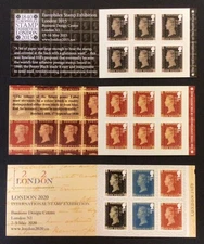 3 Royal mail stamp booklets featuring Queen Victoria, penny black/red/ blue 2d.