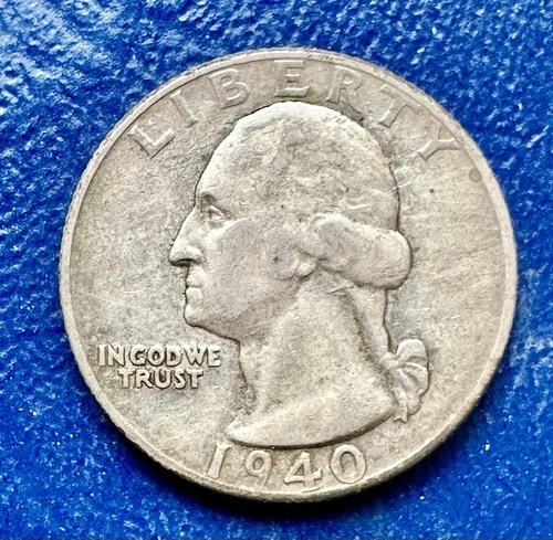 1940-D Washington Quarter. 90% Silver. XF Condition. Charity Auction.