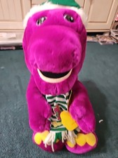 Vintage 1990 Barney The Purple Dinosaur Plush Christmas Hat  Scarf