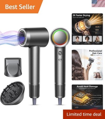 Fast Drying Hair Dryer with Diffuser: Ionic Care, Lightweight & Elegant Gunmetal