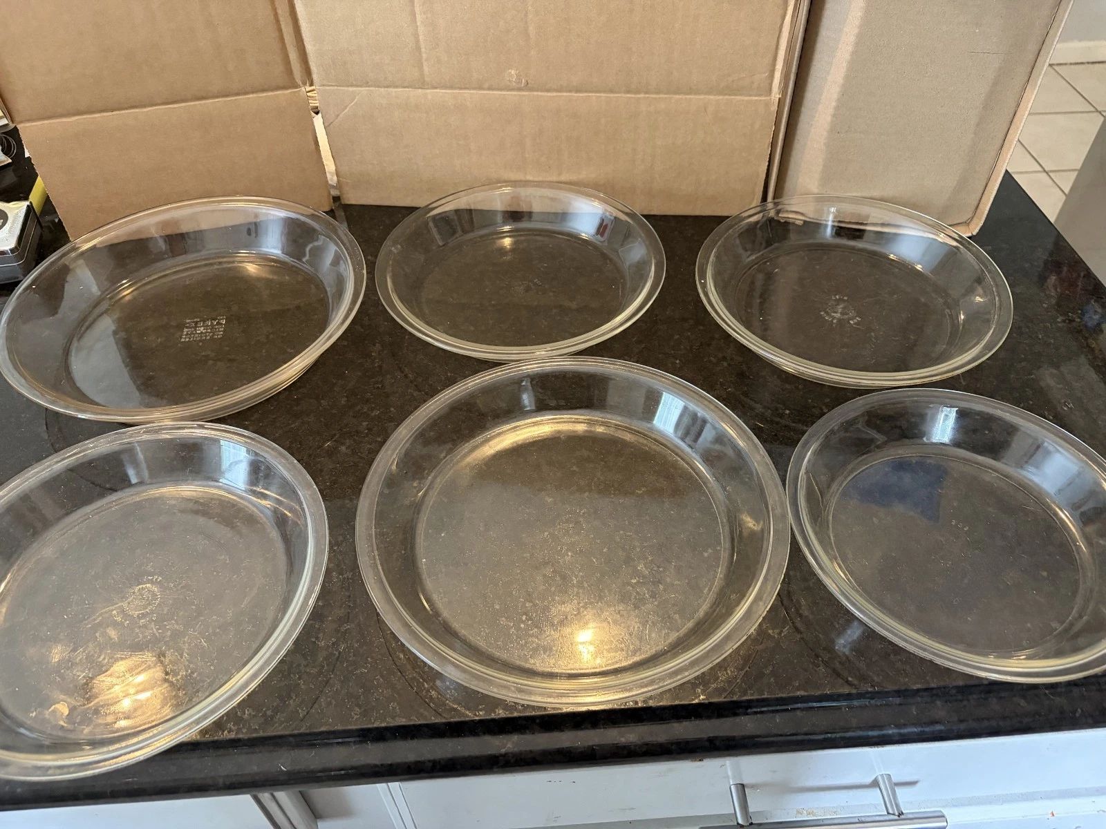 Lot of 6 Pyrex Clear Glass Pie Plates Baking Dishes Various Sizes Oven Safe
Opens in a new window or