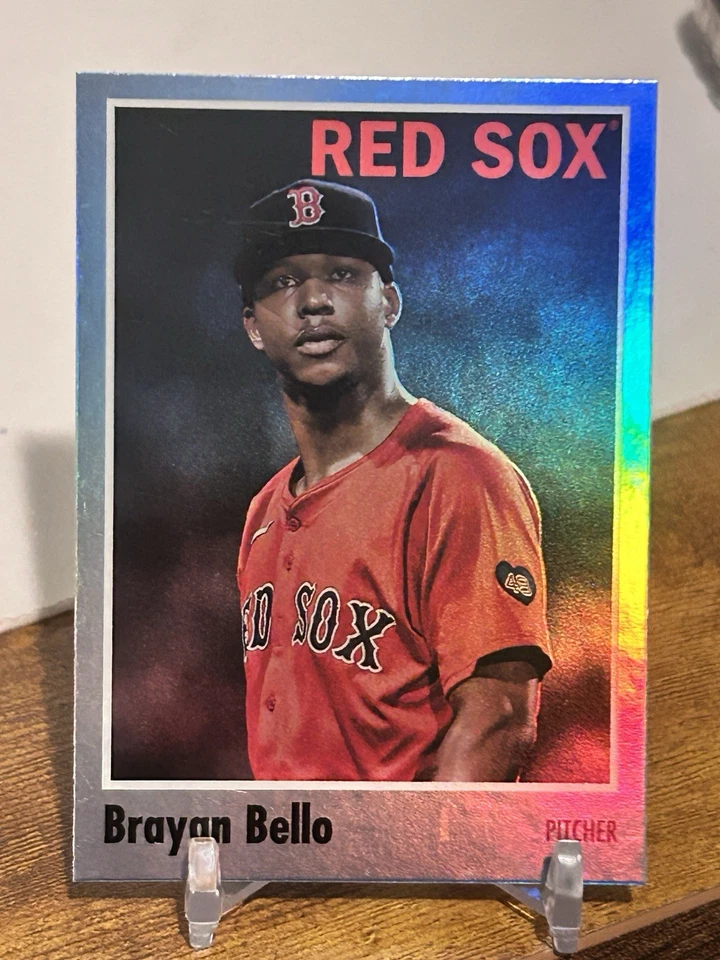 2024 Topps Archives BRAYAN BELLO BLUE FOIL /25 #194 RED SOX SP 1970 Design - Image 3 of 4
