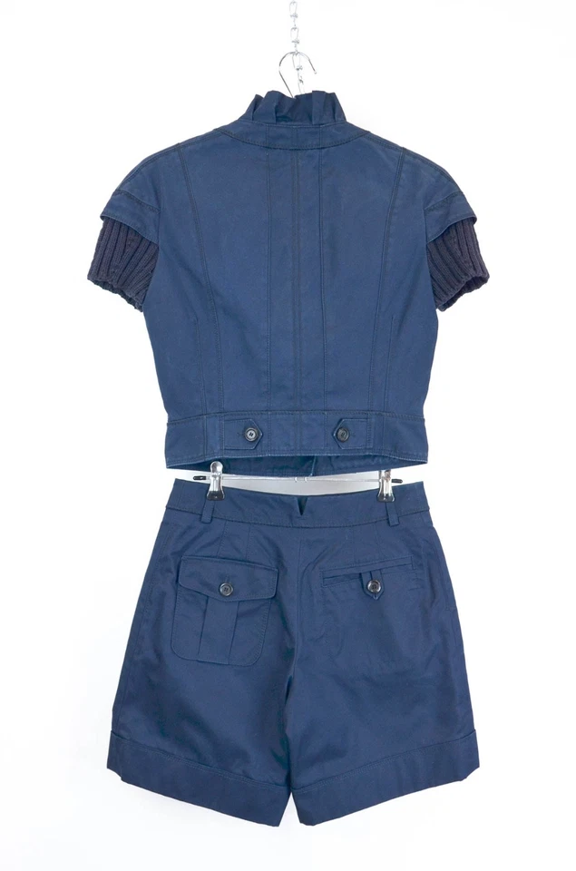 Conjunto de Traje Pantalones Cortos Louis Vuitton Azul Marino Algodón-Cachemira - Talla 34 - Hecho en Francia Foto 2 de 4