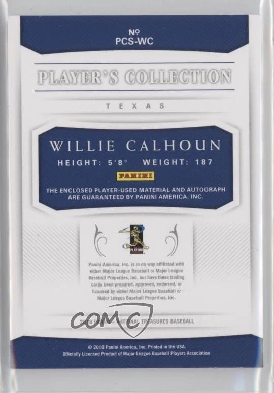2018 Panini National Treasures Gold /49 Willie Calhoun #PCS-WC Rookie Auto RC - Image 2 of 2