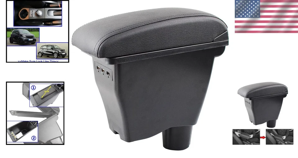 Armrest Storage Console for Smart Forfour/Fortwo 2014-2019 - USB Enabled - Image 2 of 4