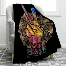 Peace Sign Blanket Hippie Gifts for Dad Women Kids Girls Birthday Father's Da...