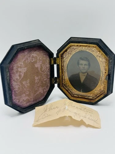 Antique Ambrotype Photograph in Union Case, Glass/Metal