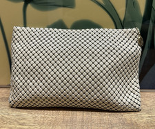 Whiting and Davis vintage beige metal mesh clutch with zipper