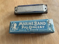 Vintage M. Hohner Marine Band Full Concert Harmonica C 10-hole In Original Box