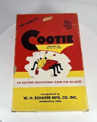 Cootie Vintage Game in Original Box 1949 Complete Plus Extra Pieces! Heirloom