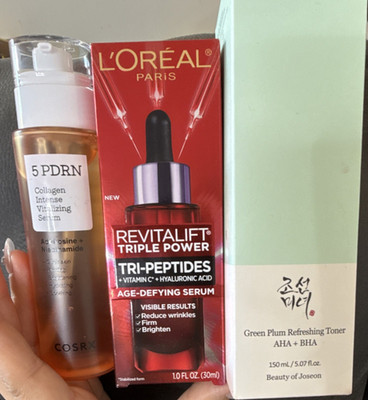 COSRX 5 PDRN Collagen Serum, L'Oreal Revitalift, Beauty of Joseon Toner Lot