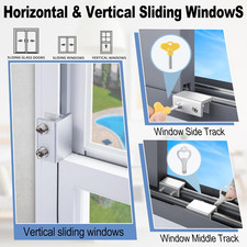 4 Sets Sliding Window Locks with Key, Window Locks for up and down Windows,Ea...