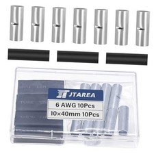 Non Insulated Butt Connectors Crimps 6AWG with Heat Shrink Tube Pure 6 AWG