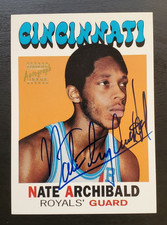 1996 Topps Stars Nate Archibald Rookie Reprints On Card Auto #2 Royals HOF. rookie card picture