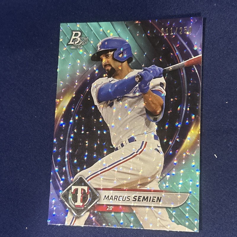 2022 Bowman Platinum #64 Marcus Semien Aqua Ice Foilboard #/250 MLB Rangers