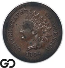 1866 Indian Head Cent Penny, Tough This Nice, Choice BU+