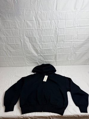 Refuge NWT Full Zip Hoodie Sweater Black Fleece Jacket Size L